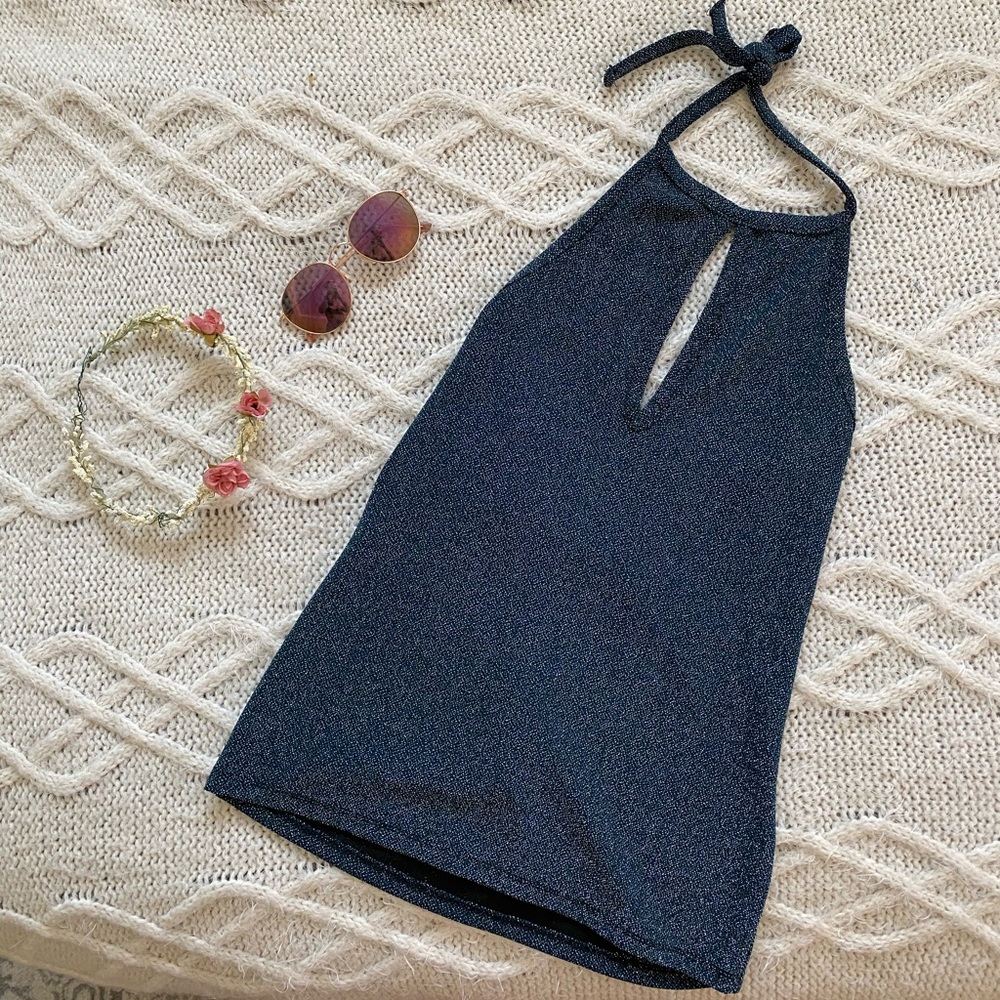 Topshop Metallic Glitter Halter top